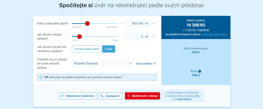 Kalkulačka půjčky od České spořitelny.